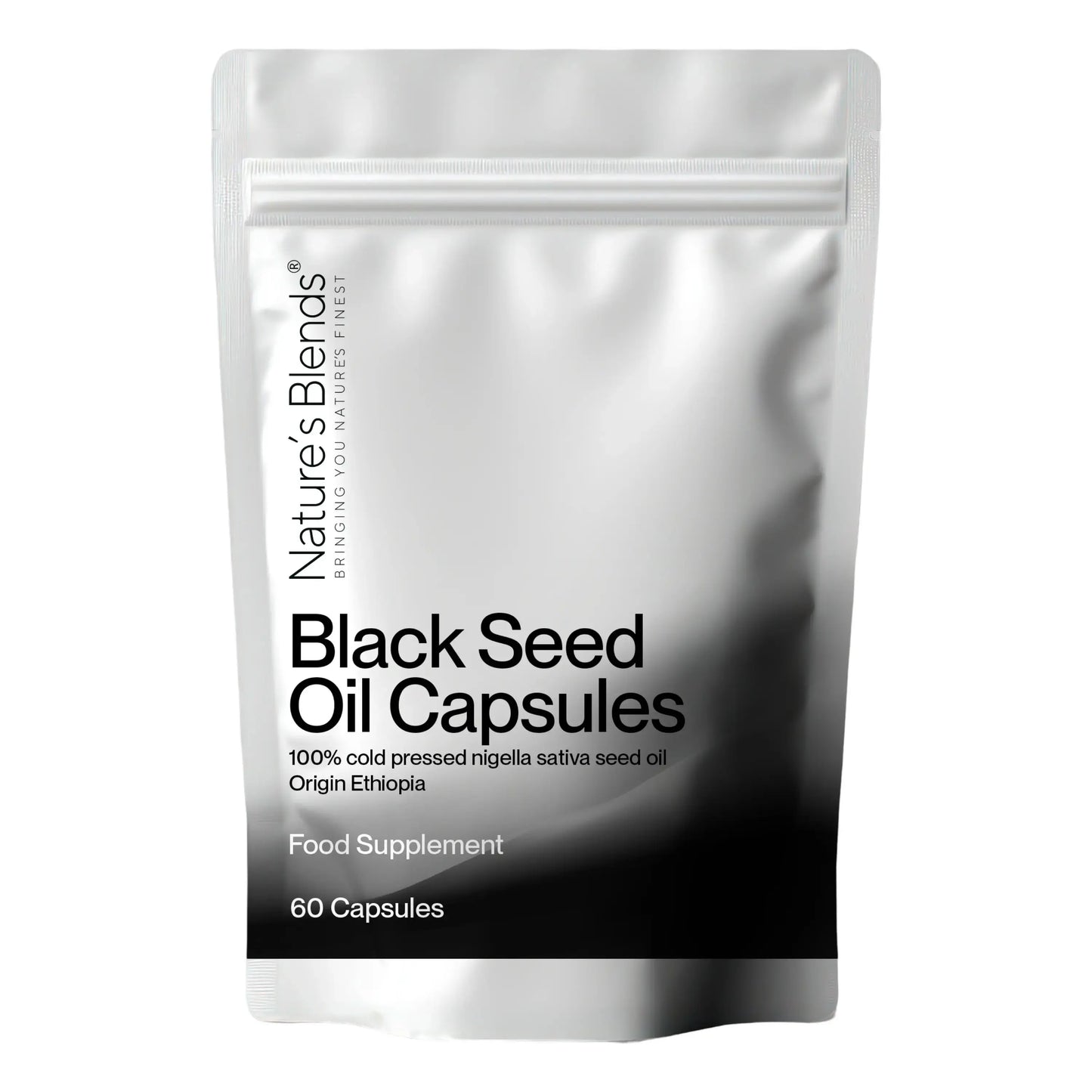 Nature's Blends Black Seed Oil Capsules pouch — 60 caps cold-pressed Nigella Sativa UK