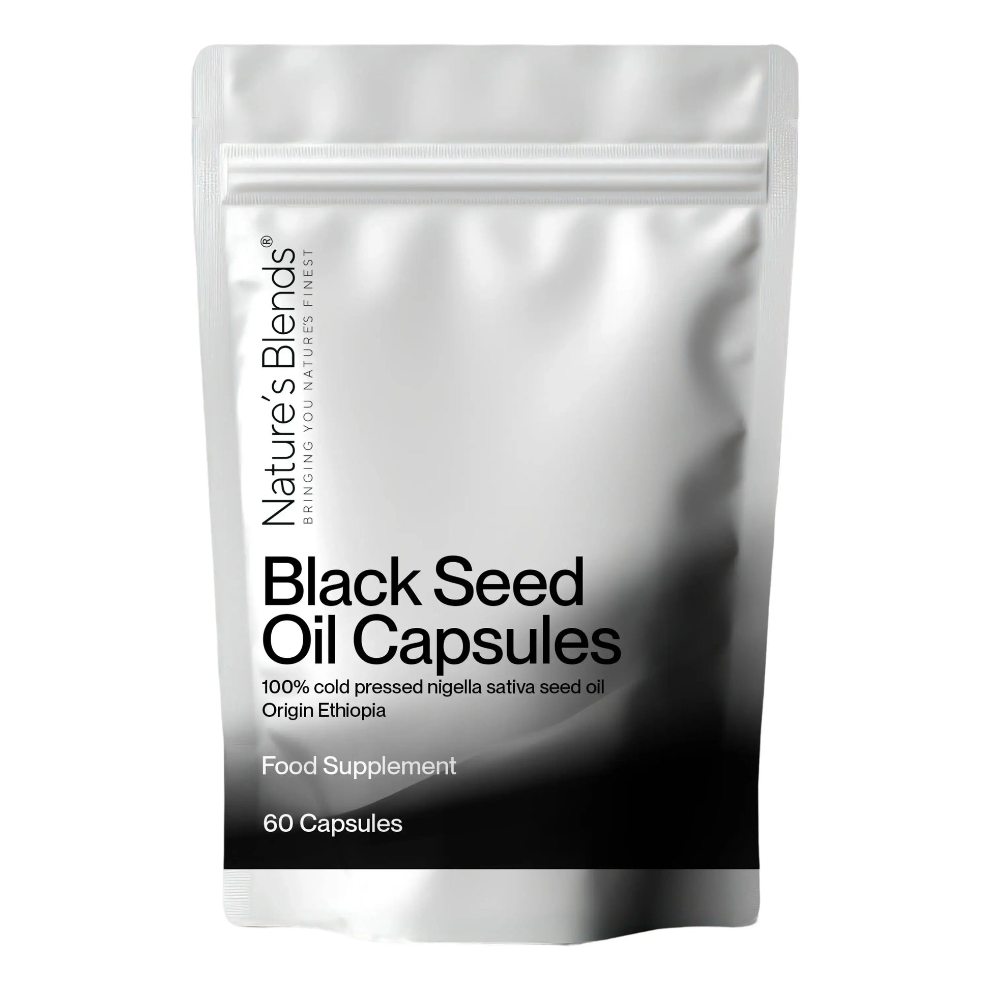 Nature's Blends Black Seed Oil Capsules pouch — 60 caps cold-pressed Nigella Sativa UK