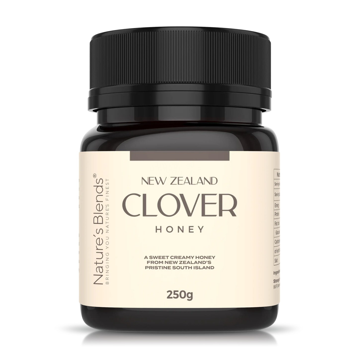 Nature's Blends Clover Honey 250g raw New Zealand product shot – UK