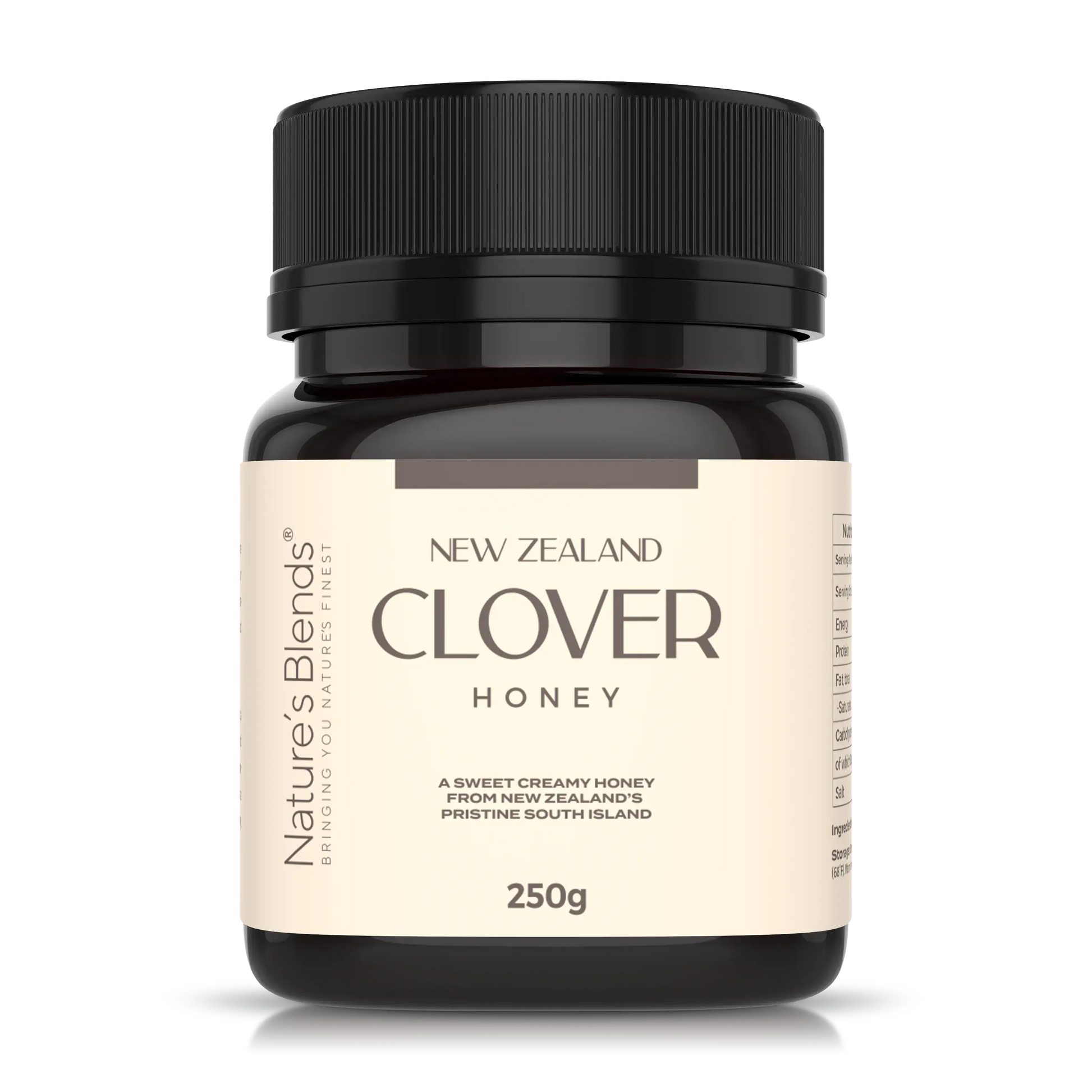 Nature's Blends Clover Honey 250g raw New Zealand product shot – UK