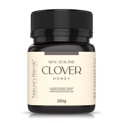 Nature's Blends Clover Honey 250g raw New Zealand product shot – UK