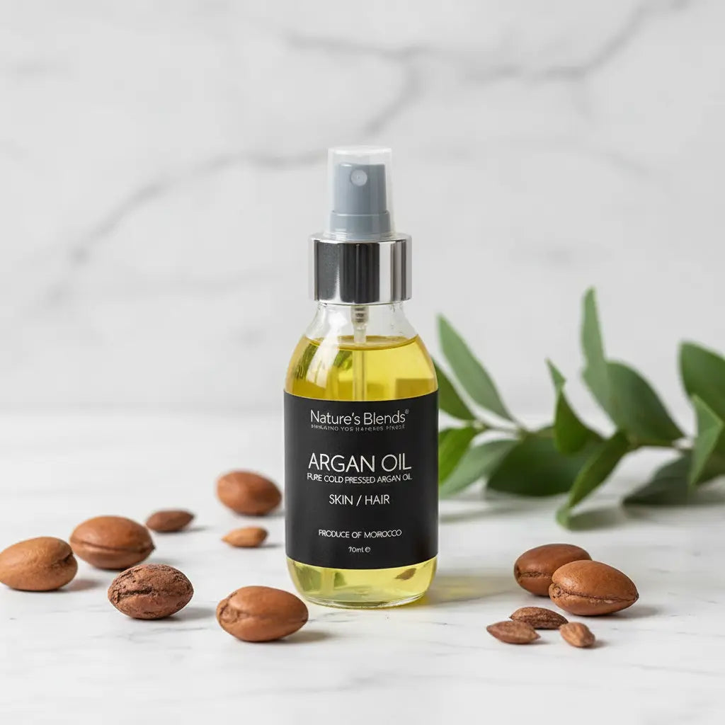 Cold-pressed Moroccan argan oil bottle – Nature's Blends UK