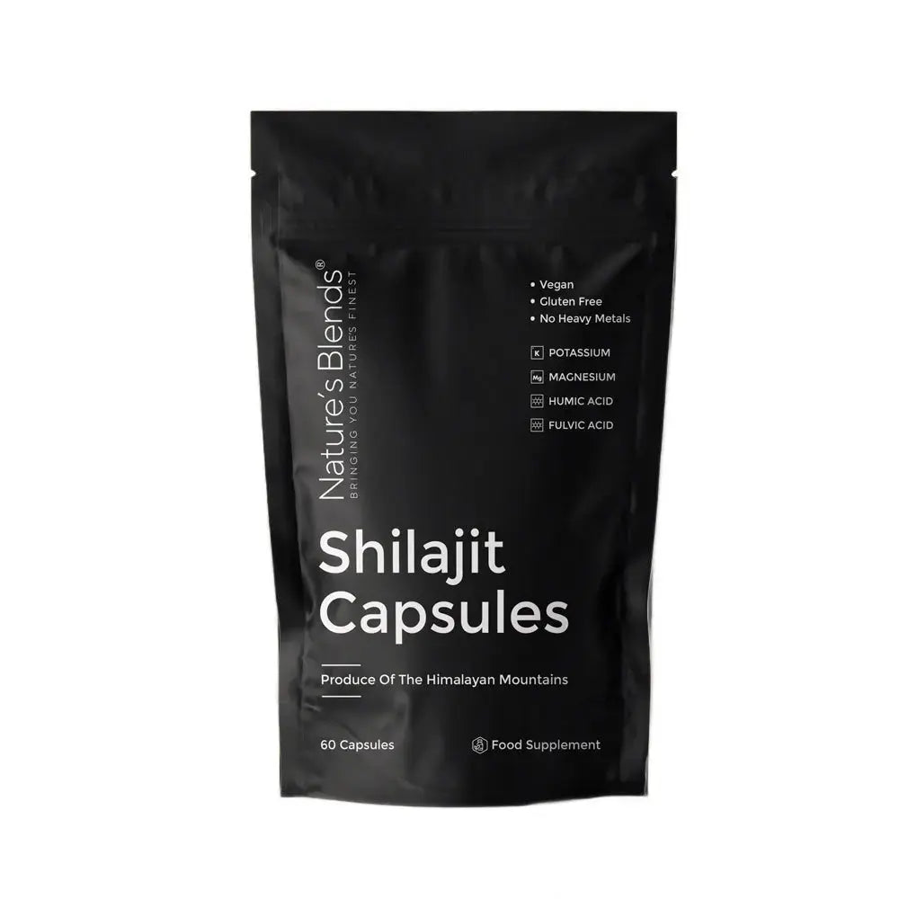 Nature's Blends Raw Shilajit Vegan Capsules 60 caps Pakistan pouch – supplement UK