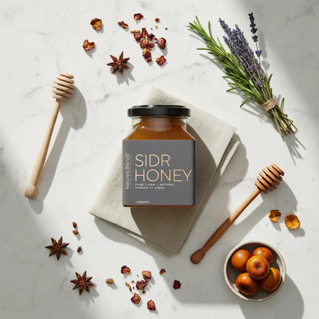 Sidr Honey Flat Lay